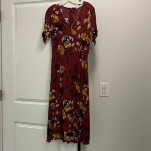 Dark red short sleeve maxi dress